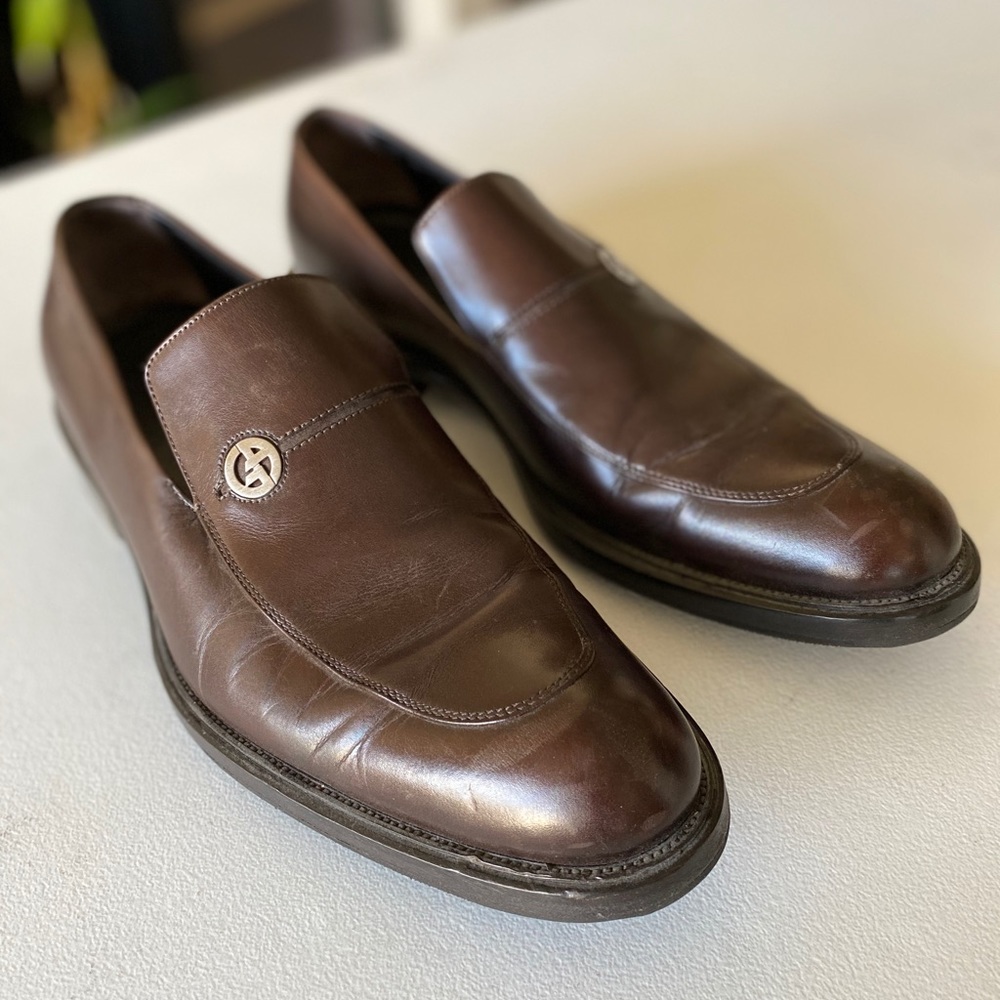 Giorgio Armani Brown Leather Men’s Loafers 41 1/2